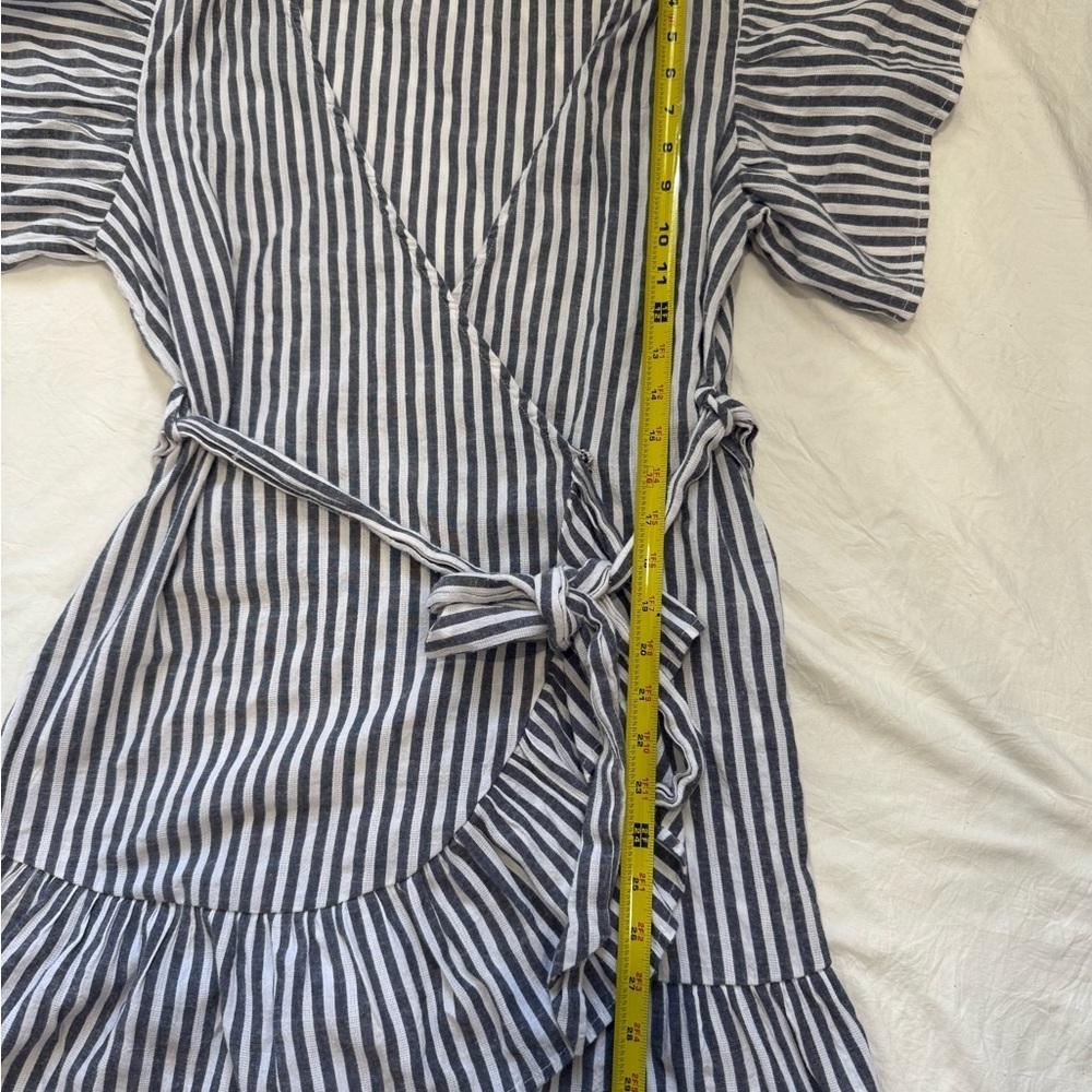 Striped Ruffle Wrap Dress - Picture 6 of 10